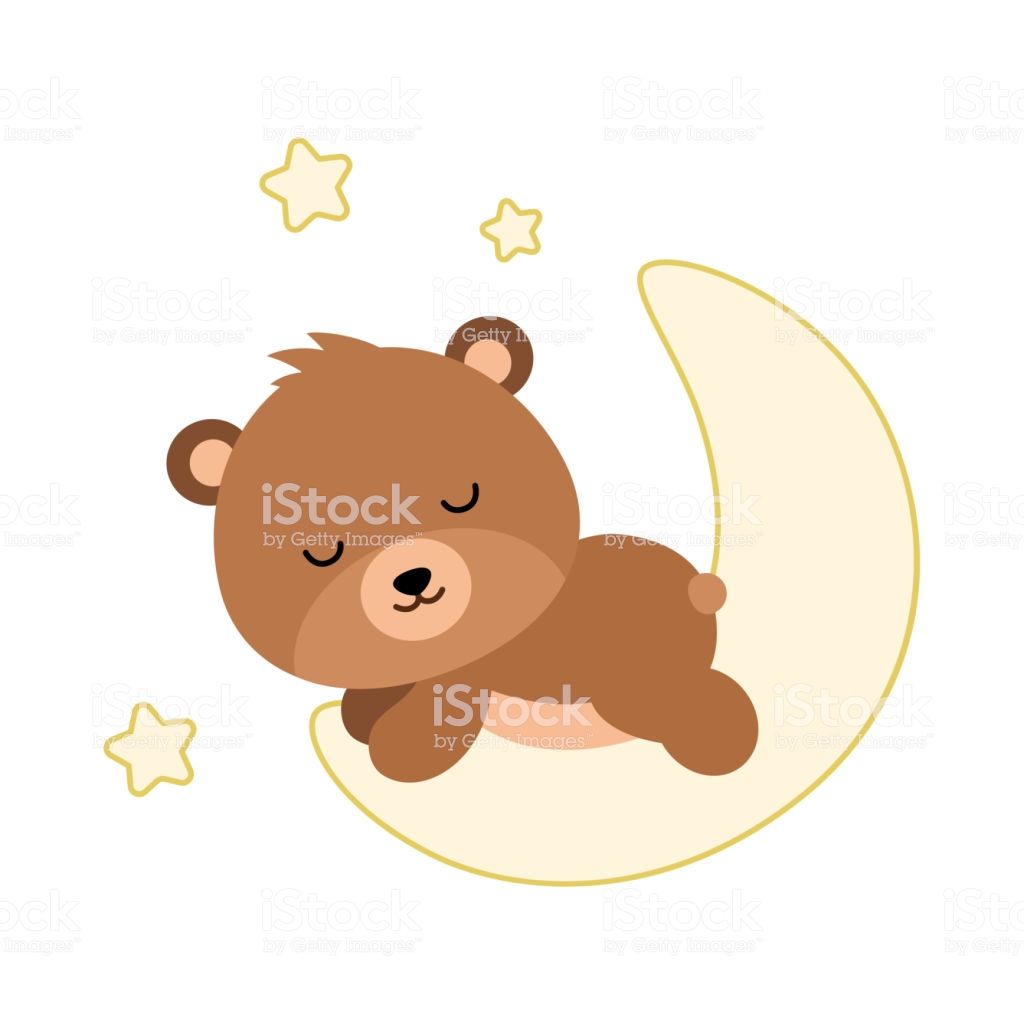 1024x1024 Adorable Flat Bear Sleeping On The Moon Vector Illustration