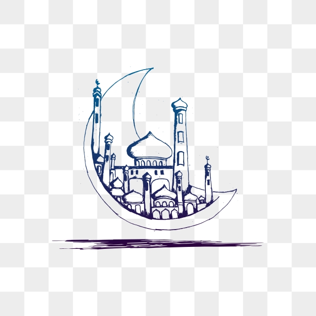 640x640 Mesquita Desenhado Com Lua Vector, Mesquita, Vector De