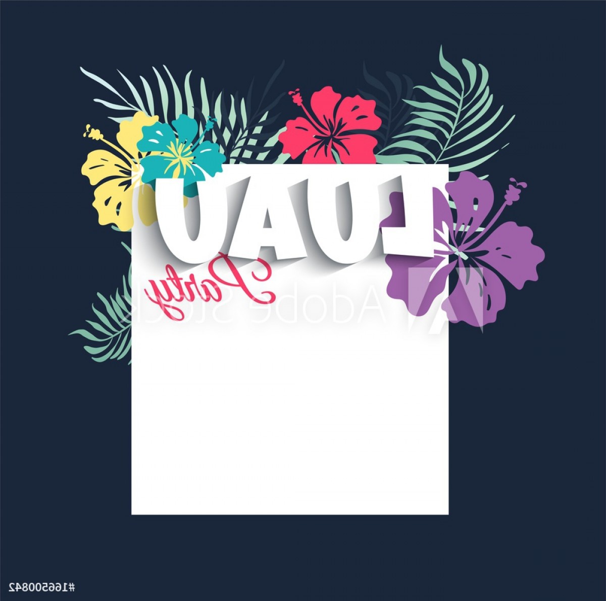 1200x1191 Hawaiian Party Luau Template Invitation Vector Illustration F