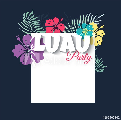 500x497 Hawaiian Party Luau Template Invitation Vector Illustration
