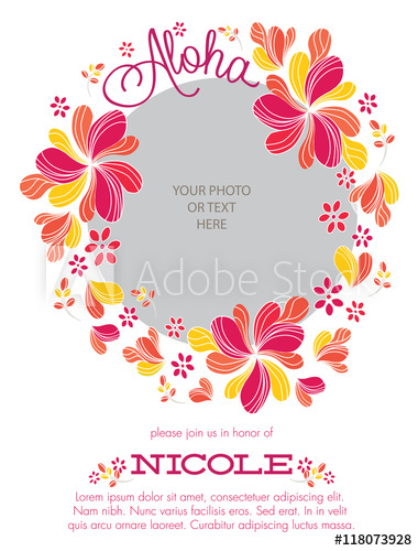 380x500 Aloha, Luau, Tropical Photo Party Invite Template