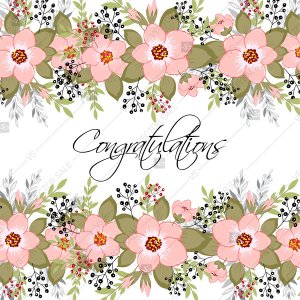 600x600 Rose Floral Wedding Invitation Vector Printable Template Luau