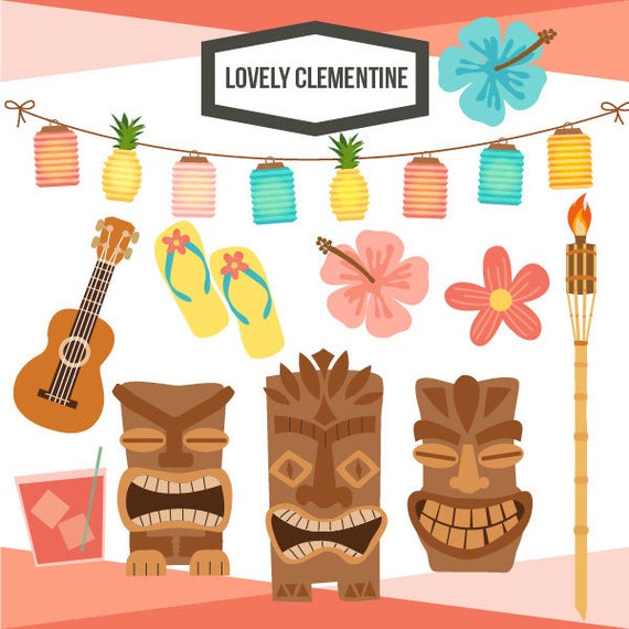 570x570 Tiki Party Clip Art, Summer Clipart, Tiki Vector, Luau Clip Art