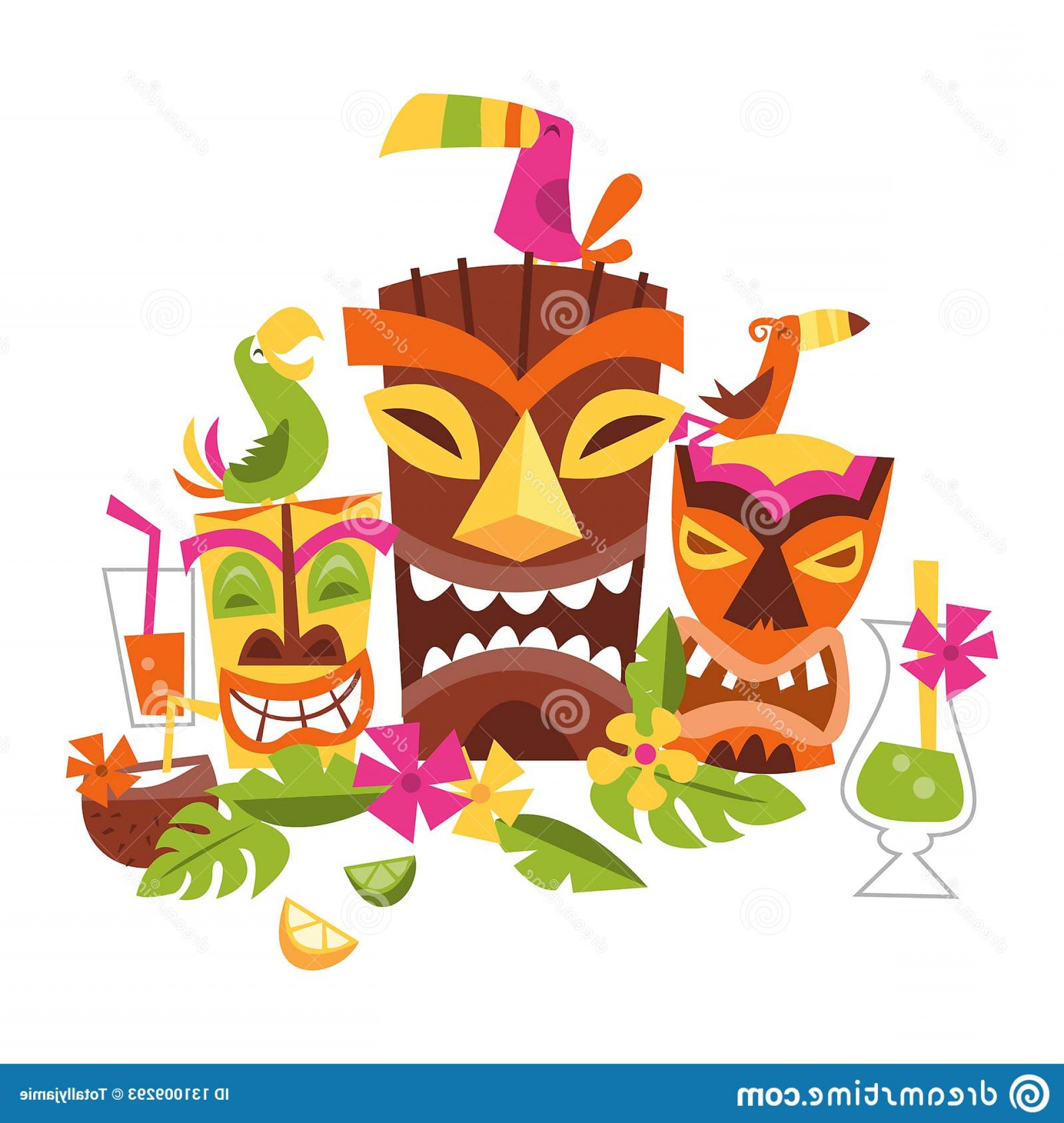 Vector Illustration Hawaiian Luau Party Three Grimacing Tiki Masks 1920x2026 Vector Illustration Hawaiian Luau Party Three Grimacing Tiki Masks
