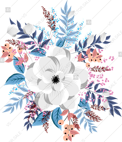 513x600 White Peony Anemone Poppy Rose Wedding Invitation Bridal Shower