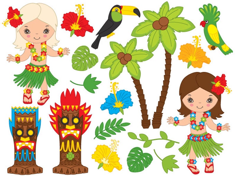 794x597 Hawaii Girl Clipart Digital Vector Hawaii Girl Luau Hula Etsy