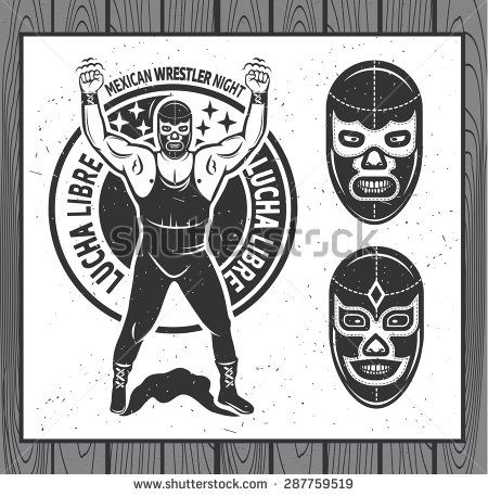 450x457 Mexican Wrestler Set Lucha Libre Vector Illustration