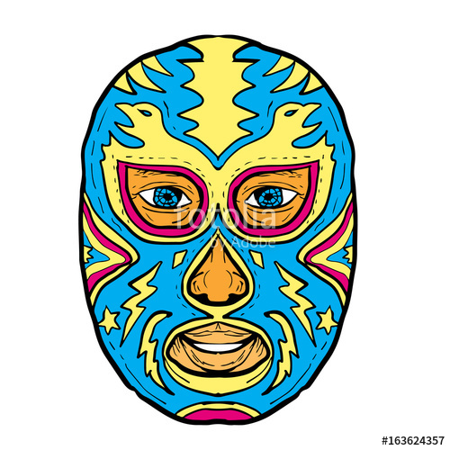 500x500 Luchador Mask Eagle Lightning Bolt Drawing Stock Image