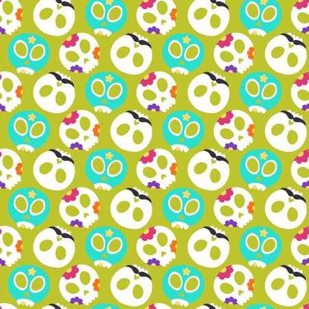 450x450 Skull With Flowers, Moustaches And Luchador Mask Seamless Pattern