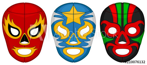 500x222 Vector Illustration Of Three Luchador