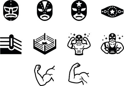 434x300 Wrestler Fighter Vector Icon Set Premium Clipart