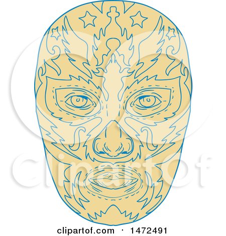450x470 Clipart Of A Sketched Mexican Luchador Wrestler Mask