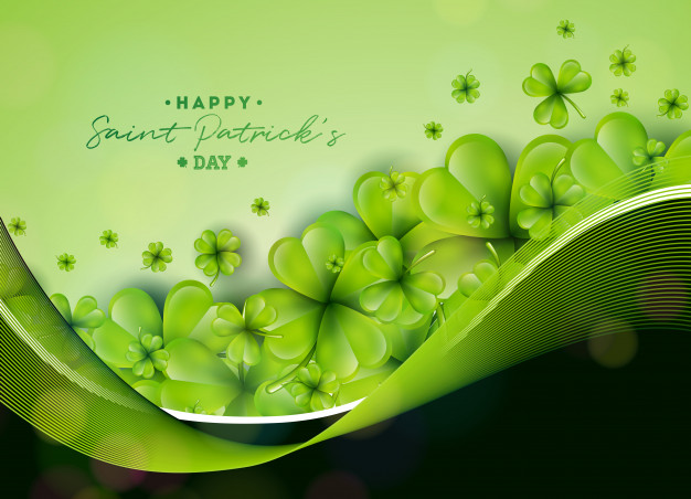 626x452 Saint Patricks Day Background Design With Green Clovers Leaf Irish