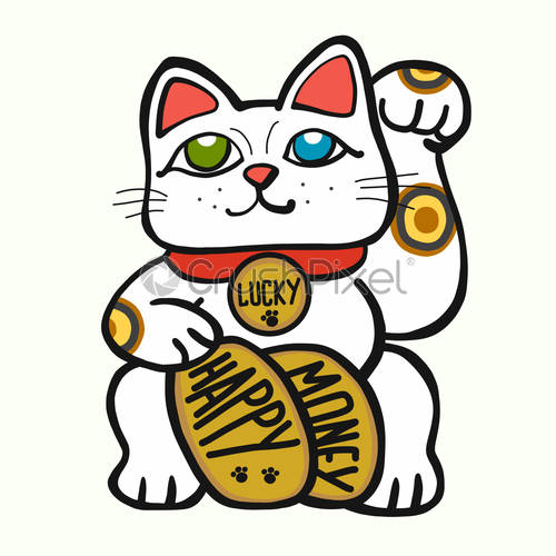 Lucky Cat Maneki Neko Happy Money Cartoon Vector Illustration 500x500 Lucky Cat Maneki Neko Happy Money Cartoon Vector Illustration