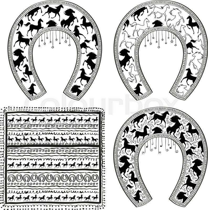793x800 Horse Shoe Set Lucky Steel Horseshoes Stock Vector Colourbox