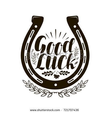 450x470 Horseshoe Symbol Or Label Good Luck, Lettering Vector