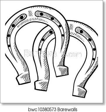 362x382 Horseshoes Vector Sketch, Art Print Barewalls Posters Prints