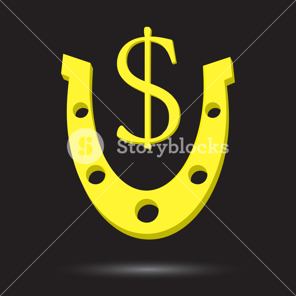 1000x1000 Golden Horseshoe With Symbol Gold Dollar Horseshoe And Horseshoe