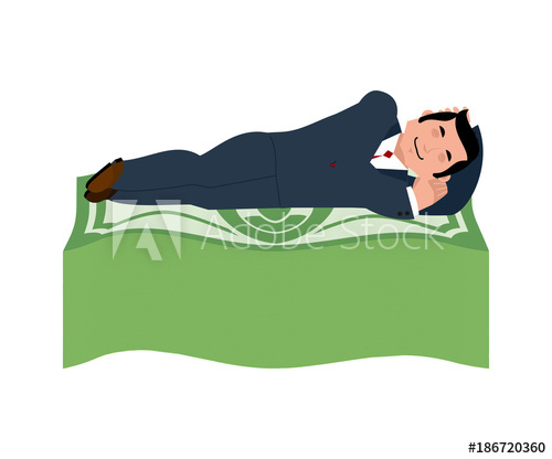 500x416 Man Is Sleeping On Dollars Money Under Bed Wealth Lot Of Cash
