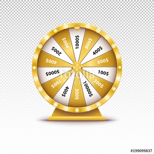 500x500 Realistic Spin Golden Fortune Wheel, Lucky Roulette Vector