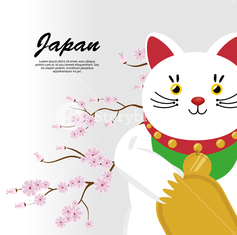 1000x991 Japanese Culture Cat Lucky Vector Illustration Design Royalty Free