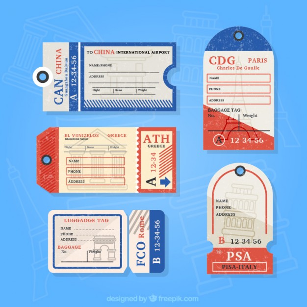 626x626 Pack Of Flat Vintage Luggage Tags Vector Free Download