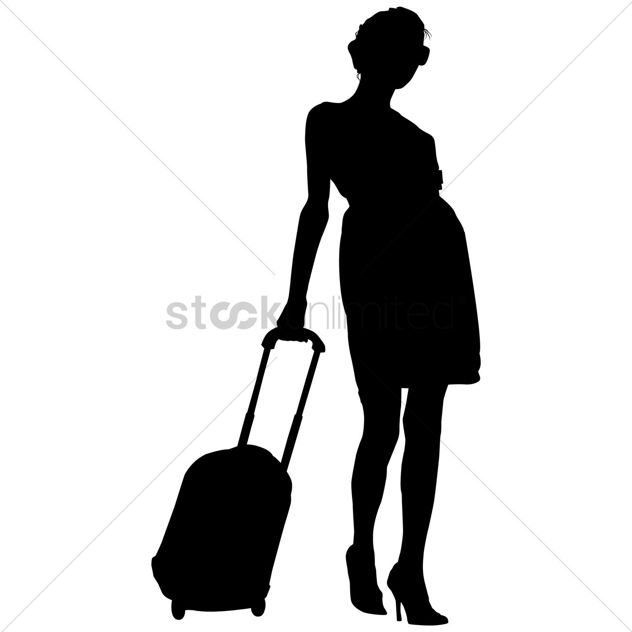 Silhouette Of A Lady With Luggage Vector Image 1300x1300 Silhouette Of A Lady With Luggage Vector Image