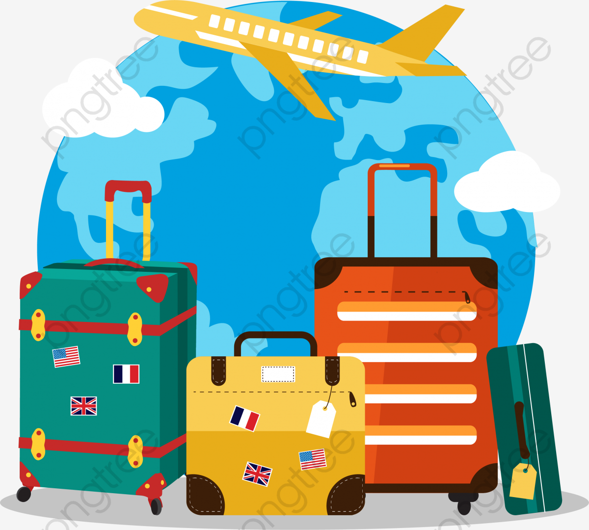 1200x1080 Travel With Luggage, Vector Material, Trunk, Yellow Plane Png