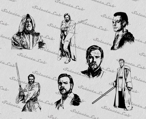 570x466 Digital Png Obi Wan Kenobi Luke Skywalker Jedi Star Etsy