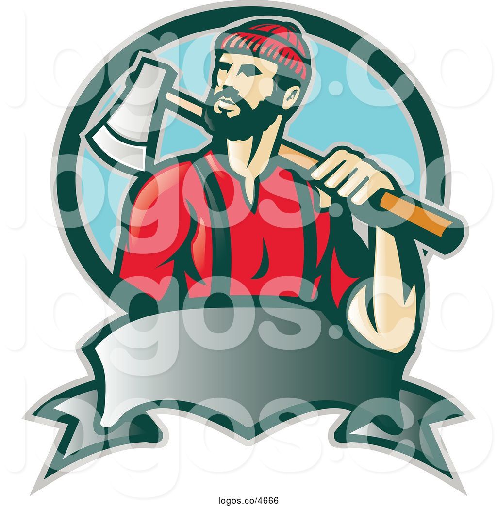 1024x1044 Royalty Free Vector Of A Logo Of A Lumberjack Carrying An Axe Over