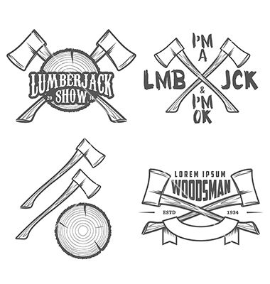 380x400 Set Of Vintage Lumberjack Design Elements Vector Tommi's Bb