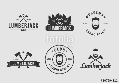 500x349 White And Black Lumberjack Logo Set Stock Image And Royalty Free