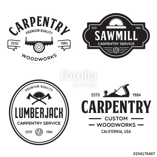 Woodwork Badges Set Of Carpentry, Woodworkers, Lumberjack 500x500 Woodwork Badges Set Of Carpentry, Woodworkers, Lumberjack