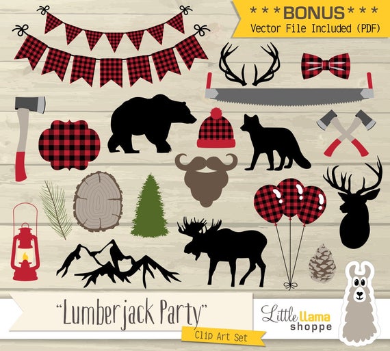 570x513 Lumberjack Party Clip Art Vector Lumberjack Plaid Clipart Etsy