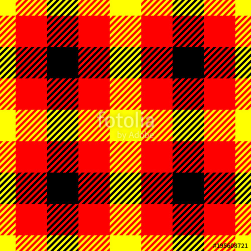 500x500 Lumberjack Plaid Pattern In Red, Yellow And Black Seamless Vector