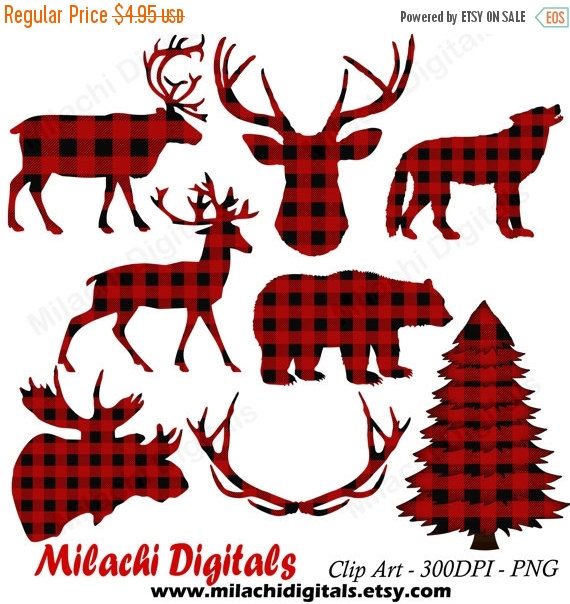 570x604 Buffalo Plaid Clipart, Lumberjack Clipart, Vector Graphics, Animal
