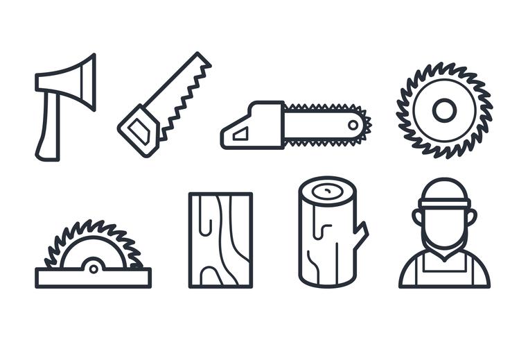 Lumberjack Icons In Linear Style Vectors 762x490 Lumberjack Icons In Linear Style Vectors