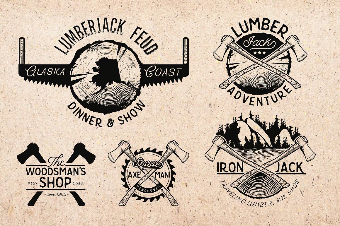 Set Of Lumberjack Vector Labels 1160x772 Set Of Lumberjack Vector Labels