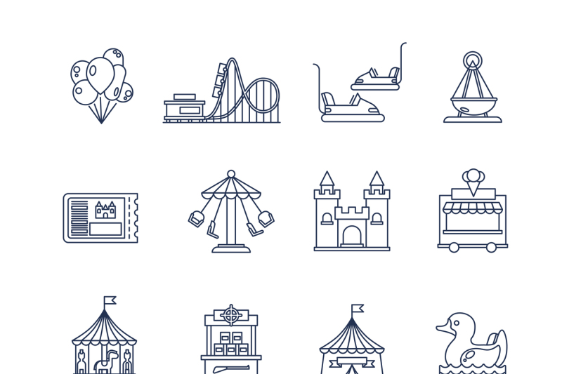 800x533 Luna Park Amusement Line Vector Icons