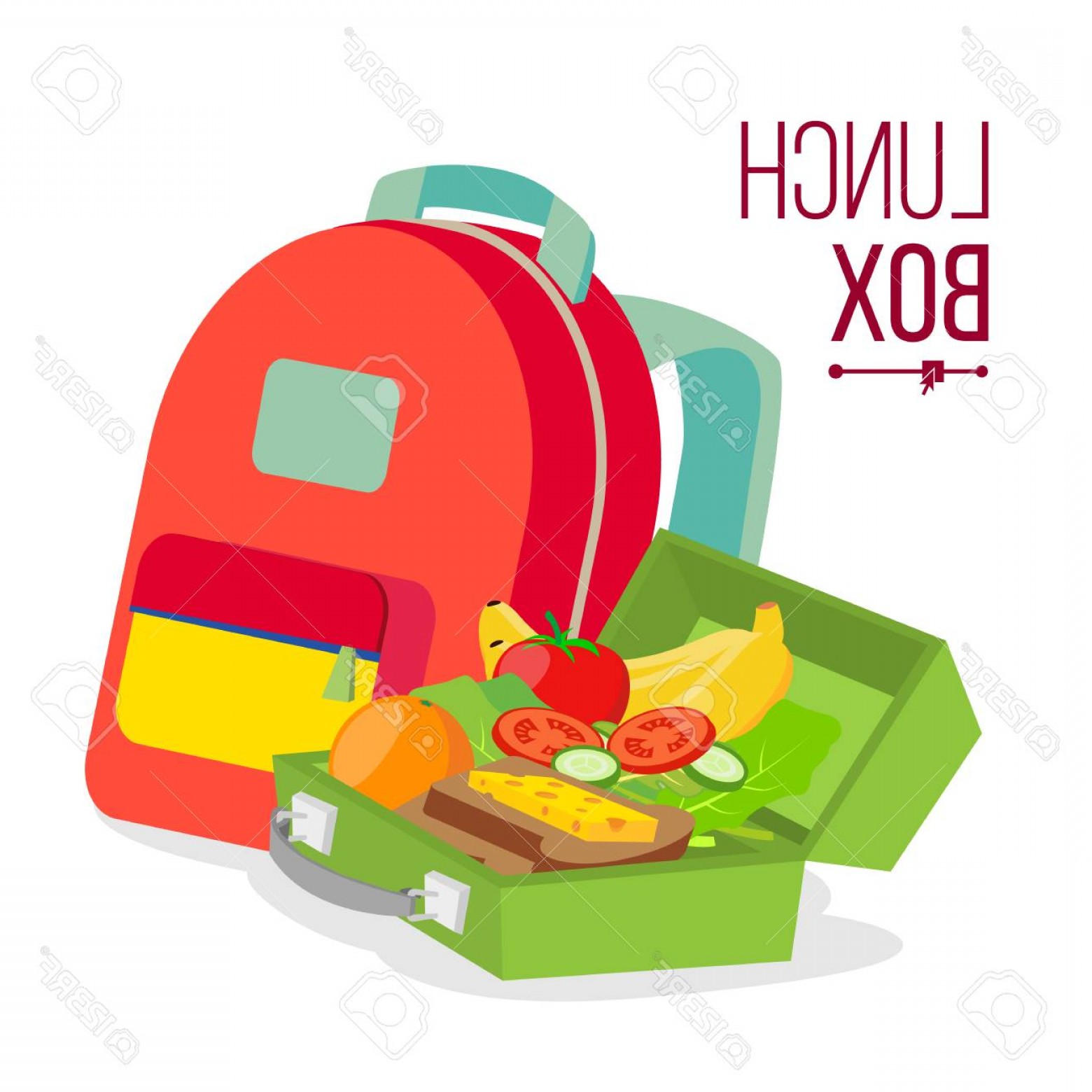 1560x1560 Photostock Vector Lunch Box And Bag Vector Healthy School Lunch