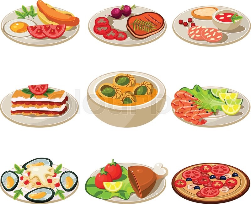 800x650 Set Of Food Icons European Lunch Stock Vector Colourbox