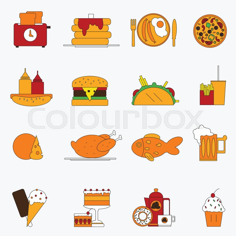 800x800 Trendy Color Flat Food Products Icon Stock Vector Colourbox