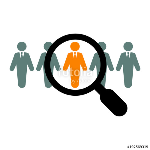 Icono Plano Lupa Seleccion Personal En Gris Y Naranja Stock Image 500x500 Icono Plano Lupa Seleccion Personal En Gris Y Naranja Stock Image