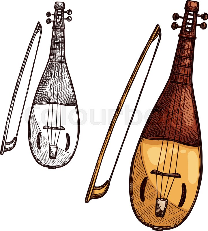 String Music Instrument With Bow Stock Vector Colourbox 721x800 String Music Instrument With Bow Stock Vector Colourbox