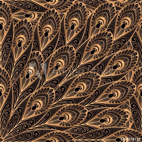 500x500 Luxury Background Vector Gold Black Peacock Feathers Royal