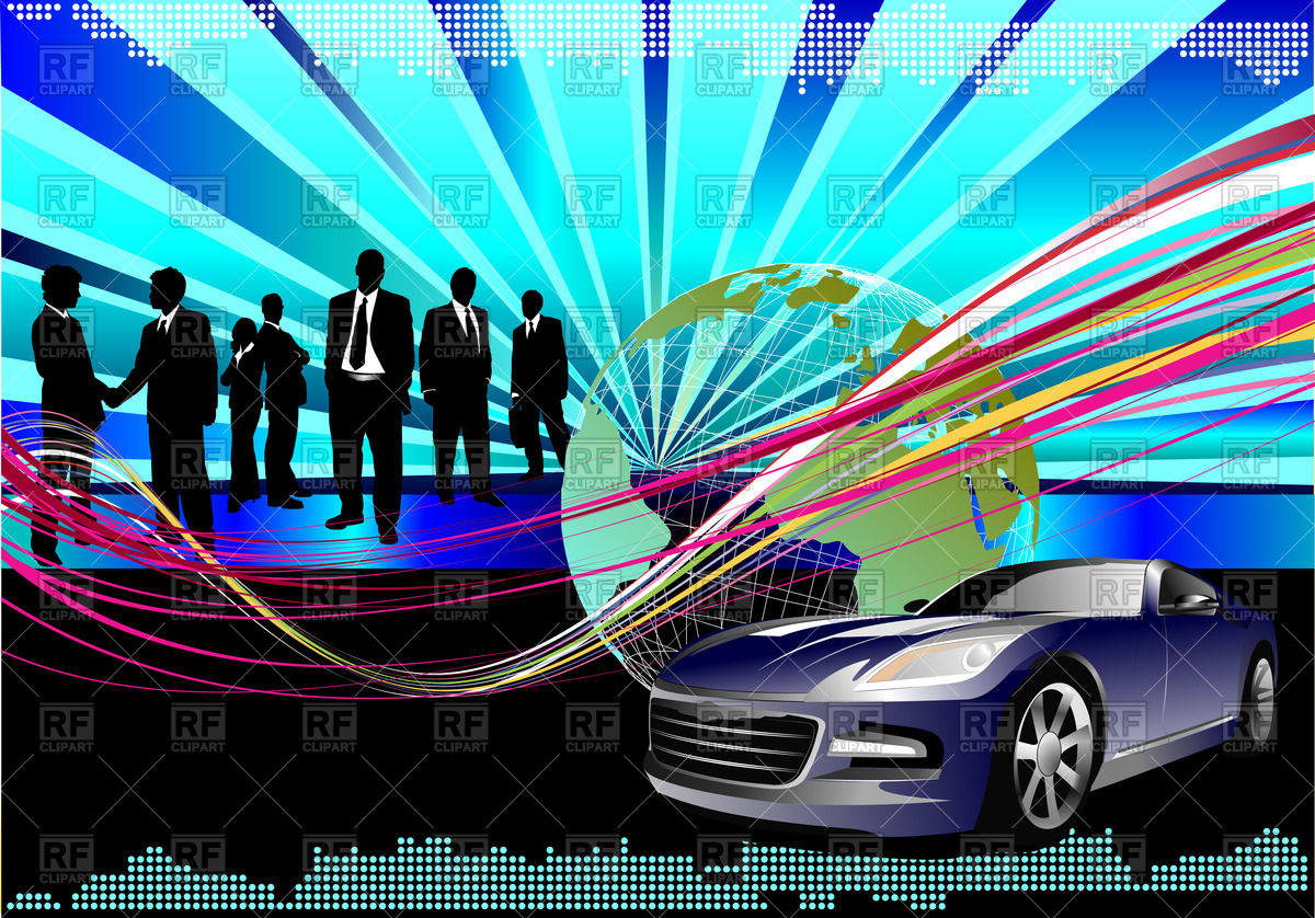 1200x838 World Business Background With Earth And Luxury Car Vector Image