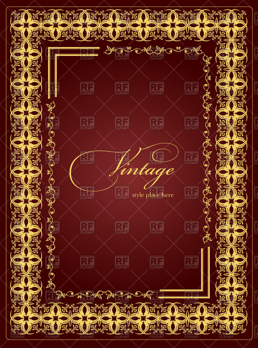 890x1200 Luxury Invitation Card With Vintage Golden Frame Vector Image