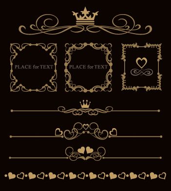 351x392 Luxury Ornaments Borders With Frame Vector Kartinki Dlia