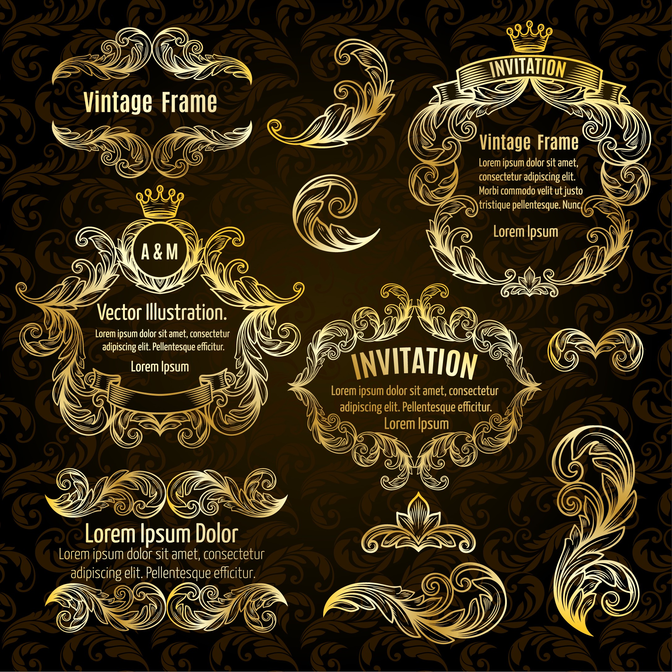 2174x2175 Vintage Luxury Frame Golden Vector Free Vectors Ui Download