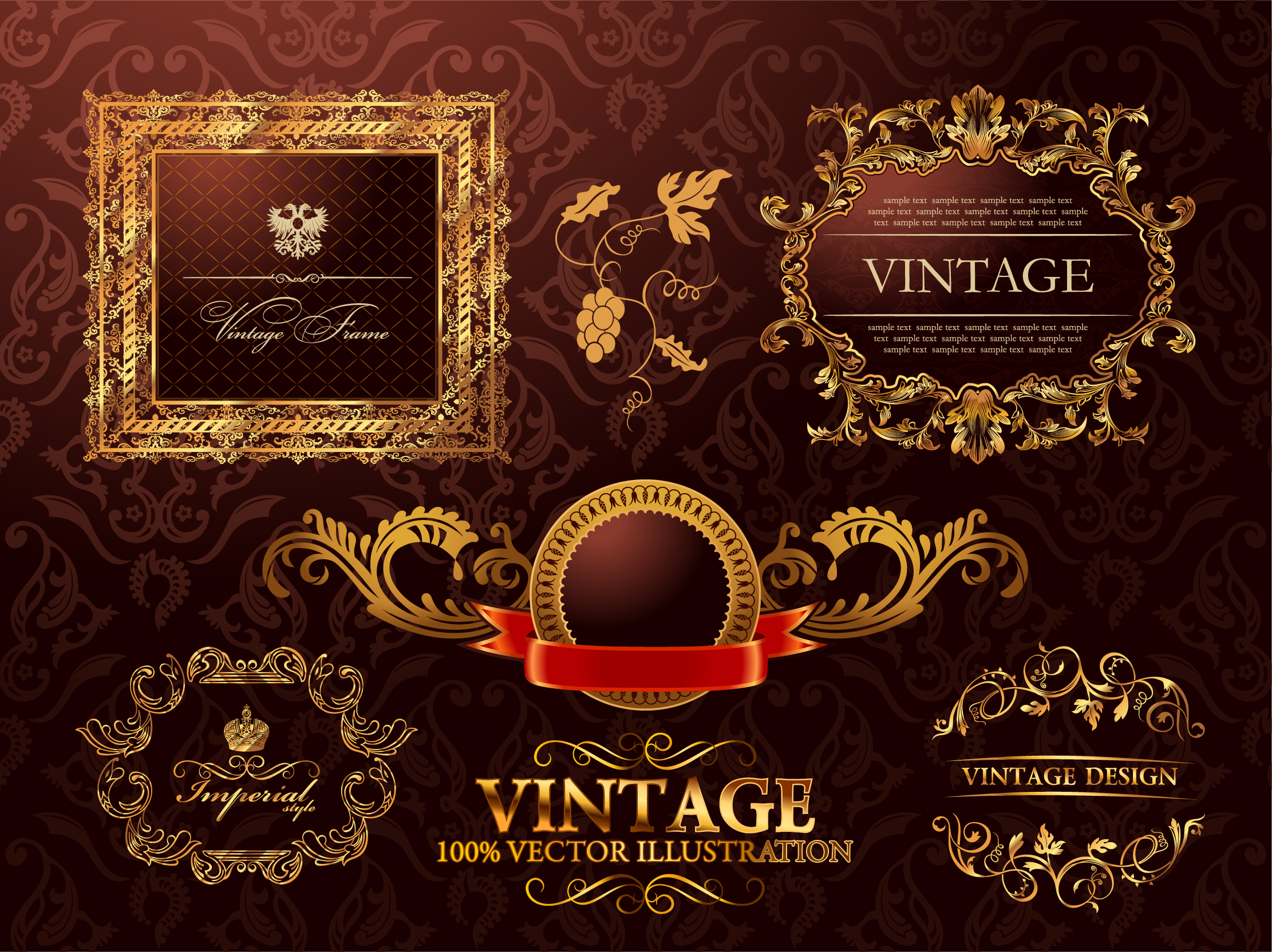 2222x1664 Vintage Luxury Frame Golden Vector Free Download